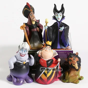 WCF Villains Kolekcija Malefice Ursula Sarkanā Karaliene Rēta Jafar PVC Skaitļi Rotaļlietas, 5gab/komplekts