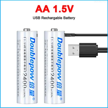 1,5 V AA Uzlādējamas Baterijas 2400mWh/1600mah USB Uzlādējams Li-ion Baterijas tālvadības pulti, peli, Elektriskās rotaļlietas, USB Kabelis