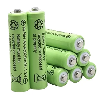 AAA 3000 mAh 1.2 V Kvalitātes uzlādējamās baterijas AAA 3000 mAh Ni-MH 1,2 V 2A akumulators