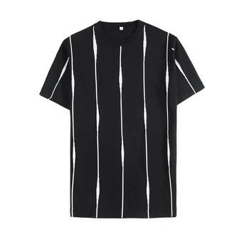 Augstas Kvalitātes Vasaras Īsām Piedurknēm Adīts T Krekli Vīriešu Apģērbs Ir 2021. Vienkāršu O-veida Kakla Slim Fit Gadījuma Svītrains t-veida Krekls Homme 3XL-M