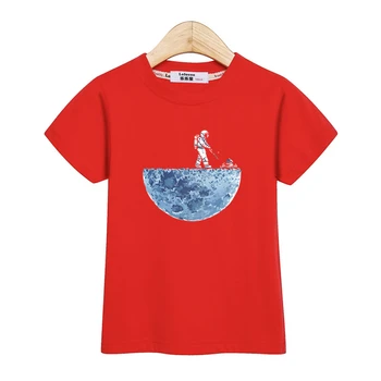 Bērnu tees Lolocee astronauts & moon smieklīgi t-krekls zēnu, meiteni, vasaras kokvilnas apģērbs zēniem ar īsām piedurknēm topi