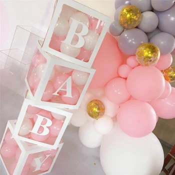 Caurspīdīga Nosaukums Baby Box Dušas Balonu Kārbas 1. Dzimšanas dienas Balonus Kāzu Balonu, no Lateksa, kas Ballon Dzimšanas dienas svinības Babyshower par Labu