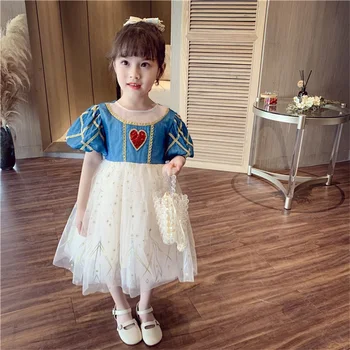 Fantāzija Princese Kleita 3-10 Gadiem Chidlren Halloween Sniega Balta Kleita up Kids Dzimšanas dienas svinības Anna Elsa Cosplay Meiteņu Apģērbs