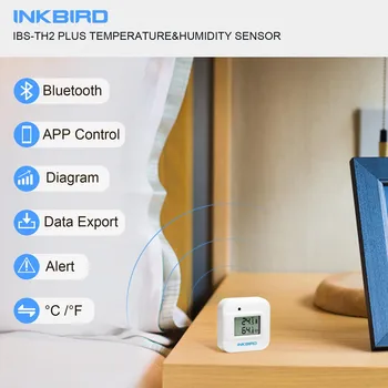 IBS-TH2 Plus Digitālā Bluetooth Mājas Termometrs&Higrometru Reālā Laika Monitors ar Ārējo Temperatūras Ūdensnecaurlaidīga Zonde Inkbird