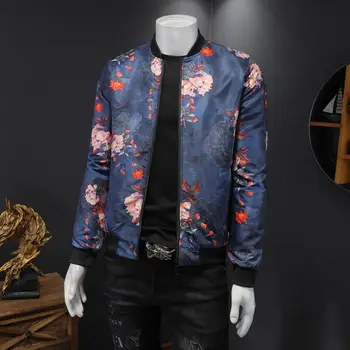 Ir 2021. Royal Vīriešiem Gadījuma Mēteļi Vējjaka Drēbes Streetwear Sociālo Mens Augstas Kvalitātes Jaka Luksusa Ziedu Drukāt Bomber Jaka Vīriešiem