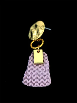 Ir 2021. Tendence Neparastu korejas Modes Purpura Ūdens Piliens Vintage Zelta Stud Spiešanu Polimēr Māla Auskari, rotaslietas Sievietēm, Kuloni