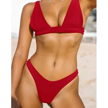 KANCOOL Jaunu Sexy Bikini Ir 2021. Cietā Peldkostīms Sievietēm Push Up Bikini Komplekts Brazīlijas peldkostīms Vasaras Pludmali, Valkāt Peldēšana Masts XL