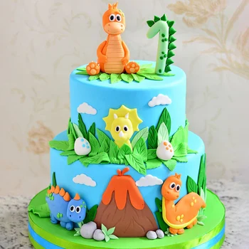 Karikatūra Baby Dinosaur kūka Toppers Dino Tēma Džungļu Safari Dzimšanas dienas svinības Dzīvnieku Kūka Dekori Happy Birthday Party Dekors Bērniem zēns