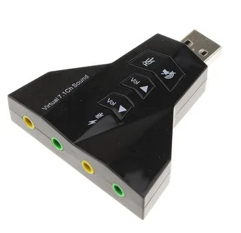Karstā Pārdošanas 3D Ārējo USB Skaņas Karti 7.1 Kanālu Dubultā Austiņas ar MIKROFONU Audio Adapteri Windows Vista/XP/7/8 Linux