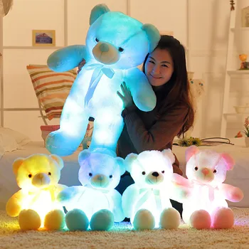 Plīša lācīti Radošo iedegas LED lācīti mīkstās Plīša Rotaļlietas Krāsains Kvēlojošs lācīti Ziemassvētku Dāvanu Bērniem