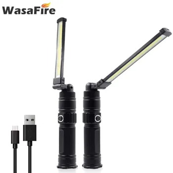 Salokāma COB LED Lukturīti, USB Uzlādējams Lāpu Ūdensizturīgs Darba Gaismas Magnētisko Lanterna Karājas Lampas, Nakts Apgaismojums