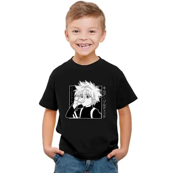 T-krekls Bērniem Topi Kawaii Hunter X Hunter T Killua Zoldyck T-krekls Apkalpes Kakla Aprīkots Mīksto Anime, Manga Tee Kreklu Drēbes