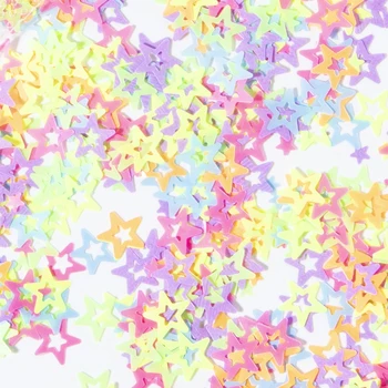 1 Soma Nagu Spīdums Diy Dobi Zvaigznes Neona Fluorescences Nail art Jaunu Glitters Vizuļi Zvaigžņu Nailart Rotājumi, kas Spīd Tumsā 5g
