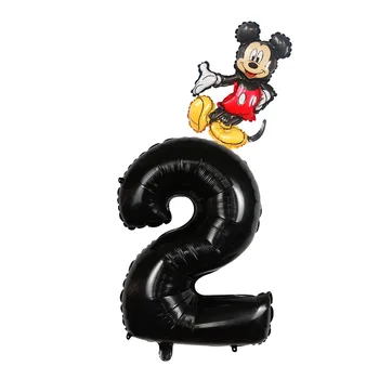 2gab Mickey Minnie Mouse Folija Balona Numurs Lateksa Baloni, Bērnu 1 2 3 4 5 6 7 8 9st Dzimšanas dienas svinības Apdare Bērniem Rotaļlietas Globos