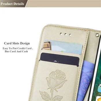 3D Rožu Āda Flip Case For Samsung Galaxy A5 Līdz 2016. A510 Ziedu Karšu Slots Seifa Lieta Samsung a5 līdz 2016. Telefonu Gadījumā Būtiska