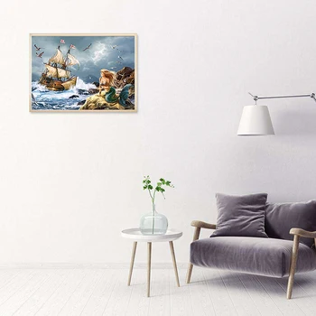 5d diy Pilnu Kvadrātveida Dimanta urbšanas Glezna, Karikatūra Sirēna & Kuģa Cross stitch Rhinestone Izšuvumi Dimantu Mozaīkas dekori