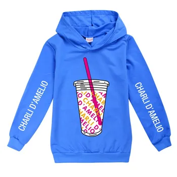 Bērniem Drēbes Kokvilnas Charli Damelio Džemperis Apģērbu Ledus Kafijas sporta Krekls pelēkā vārna Gadījuma garām Piedurknēm Shrit Topi Meitenes Zēni