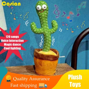 Deju Kaktuss Skaļrunis Agrīnās Izglītības Runā Rotaļlieta ar 120 dziesma Kawaii Gudrs Mīksta Plīša Ierakstu Šūpoles Shake Deju Elektriskās rotaļlietas