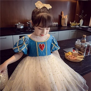 Fantāzija Princese Kleita 3-10 Gadiem Chidlren Halloween Sniega Balta Kleita up Kids Dzimšanas dienas svinības Anna Elsa Cosplay Meiteņu Apģērbs