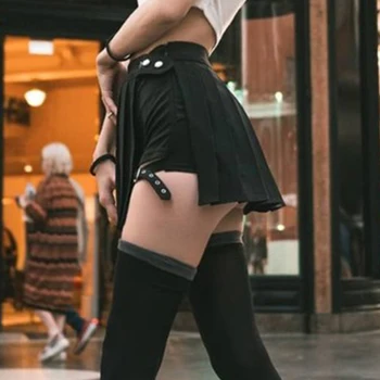 Gotu, Punk Streetwear Melni Svārki Sievietēm Ir 2021. Hip Pop Rock Nelegālo Sexy Kroku Sadalīt Svārki Ar Augstu Jostas Karstā Highstreet Moderns