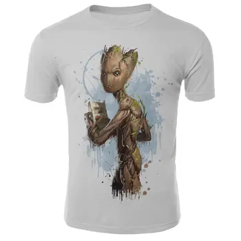 Groot Aizbildņiem Galaxy Smieklīgi Anime Drukāt Lielizmēra Vīriešu T-krekls Hip Hop T-krekls O-veida kakla Vasaras Vīriešu T-krekls Modes Loos