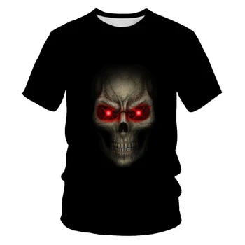 Ir 2021. jaunu 3D drukāšanas efektu vīriešu t-krekls šausmu galvaskausa īsām piedurknēm 3D apaļu kakla šausmu galvaskausa krekls vīriešu/sieviešu t-krekls