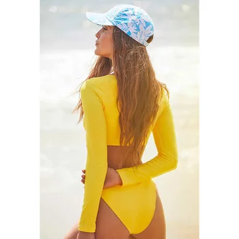 Ir 2021. Vasaras Garām Piedurknēm Peldkostīms Sievietēm Augsta Vidukļa Bikini Tanga Push Up Peldkostīmi Sexy Beach Kleita Peldkostīms Plus Lieluma Mayo