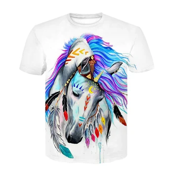 Ir 2021. Vasarā Jaunu 3d Vīriešu un Sieviešu T-kreklu Grafiti Tintes Glezna Zirgu Bērniem ir Jautri, T-kreklu Gadījuma Īsām piedurknēm Ilgi Top