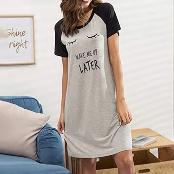 Jodimitty Ir 2021. Sieviešu Nightgowns Sleepshirts Sleepwear Gadījuma Zaudēt Miega Krekls Nakts Kleita Ar Īsām Piedurknēm Plus Lieluma Naktsveļu