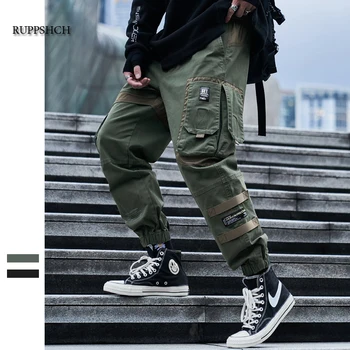 Lentes Funkciju Vīriešiem Kravas Bikses Streetwear Hip Hop Gadījuma Kabatas Kokvilnas Treniņbikses Vīriešiem Harajuku Fashion Bikses