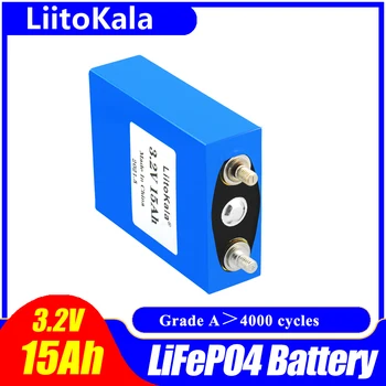LiitoKala 3.2 V 15Ah akumulatoru LiFePO4 fosfāts 15000mAh par 4S 12V 24V Motocikls Automašīnas motors akumulatori Niķeļa modifikācija