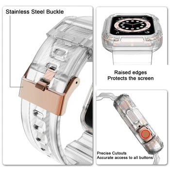 Matēta Skaidrs, Izturīgs Bruņas 44mm 42mm watchband ar Lietā par iWatch Caurspīdīgu Joslu Siksnu Apple skatīties 44 42 mm 6 SE 5 4 3