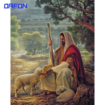 ORFON 70x85cm Krāsošana Ar Numuriem Jēzus DIY Digitālo Glezna bez rāmja Krāsu Ar Numuriem Uz Audekla Mājas Dekori Ziemassvētku dāvanu