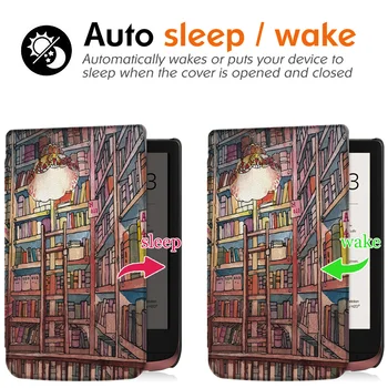 Slim Gadījumā PocketBook Touch HD 3/Touch Lux 4 5/Basic lux 2/Pamata 4/Pocketbook 633 Color e-Lasītāju - ar Auto Sleep/Wake