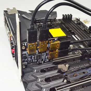 Stāvvadu USB 3.0 PCI-E Express 1x, lai 16x Stāvvadu Kartes Adapter PCIE 1 līdz 4 Slots, PCIe Portu Reizinātājs Karti BTC Bitcoin Miner Ieguves