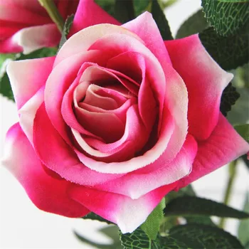 Viena Mākslīgā Ilgi Stumbra Rozes 5 Galvas Samta Rozes Imitētu Ziedi Sarkani/Rozā/Balts/Brūns Krāsa Rose Puķu Filiāles