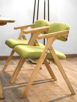 Ēdamistabas krēsls Ziemeļvalstu masīvkoka pusdienu krēsls modernā vienkārša auduma salokāmo krēslu, atpūtas krēsls datora krēsla restorāns, kafijas