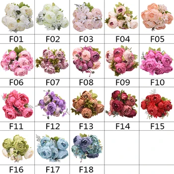 Augstas Kvalitātes 6Heads 2Buds Eiropas Mākslīgie Ziedi, Peonija, Roze, Zīda Ziedu DIY Līgavas Pušķis Mājās, Kāzu Dekorēšana
