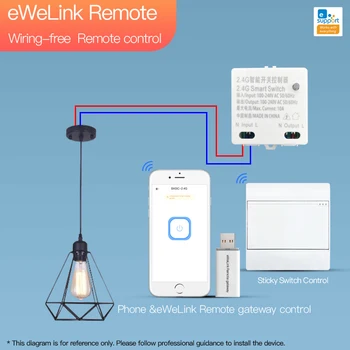 BASIC-2.4 G, Bluetooth Smart Home RM 2.4 G 10.A Smart Gaismas Slēdzi EWeLink APP/tālvadības pults/balss Vadība Smart Switch Kontrolieris