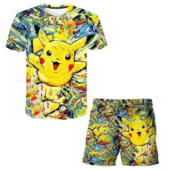 Bērnu Apģērbu Pokemon T Krekls, Uzvalks Vasaras Elpojošs Bērnu Zēnu Drēbes Bērniem Meiteņu Modes Īsām Piedurknēm 3D Jaunums Karikatūra