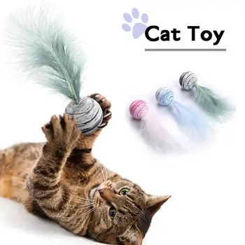 Funny Interaktīvu Plīša Kaķis Rotaļlietas Star Ball Plus Spalvu EVA Materiālu, Gaismas Putu Bumbu Metot Rotaļlietas Pet Produktu Vairumtirdzniecība Karstā