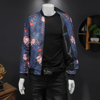 Ir 2021. Royal Vīriešiem Gadījuma Mēteļi Vējjaka Drēbes Streetwear Sociālo Mens Augstas Kvalitātes Jaka Luksusa Ziedu Drukāt Bomber Jaka Vīriešiem