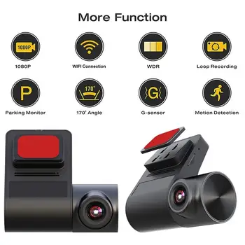 Jaunu Wifi Automašīnas DVR Kamera HD Dash Cam G-sensors 170° Platleņķa Auto Video Reģistrators Ar Buck Līniju, 24 Stundu Autostāvvieta Uzraudzība