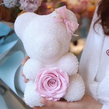 Kāzu Valentīna Dāvanu, Roze, Lācis Pārņēmušas Ziedu Nemirstīgs Ziedu Lācis Dzimšanas dienas Dāvanu Karstā Radošo Crystal Diamond Rose Lācis