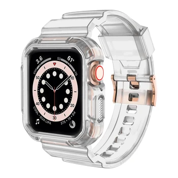 Matēta Skaidrs, Izturīgs Bruņas 44mm 42mm watchband ar Lietā par iWatch Caurspīdīgu Joslu Siksnu Apple skatīties 44 42 mm 6 SE 5 4 3