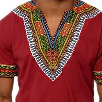 Modes Vīrieši Dashiki T Krekls ar V veida Kakla Drukāt Topi Āfrikas Etniskās Īsās Piedurknes Zīmola T-krekli Vīriešu Āfrikas Drēbes Ir 2021. S-5XL