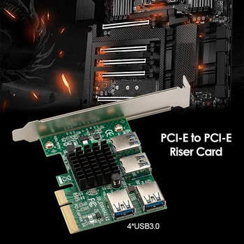 PCI-E uz PCI-E Adapteris Extender 1 Kārta, 4 PCI-Express Slots, 1x līdz 4x 16x USB 3.0 Stāvvadu Reizinātājs Kartes Pārveidotāju un USB Interfeiss X 4
