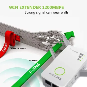 PIXLINK 1200Mbps Bezvadu Maršrutētāju (wireless router Wifi Range Extender Repeater Signāla Pastiprinātājs 2.4/5GHz Dual Band AP WPS Ar 4 Ārējās Antenas