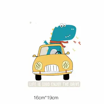 Prajna Dinozauru Automašīnu Siltuma Pārneses Iespiesti DIY Karikatūra Robots Siltuma Dzelzi Uz Uzlīmes, T-krekli, Ziediem, Auto Dekori F