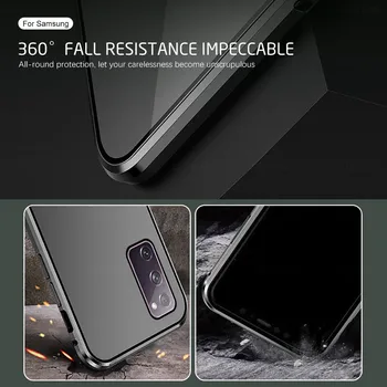 Samsung S21 Ultra Gadījumā, 360° Magnētisko Uzsist Tālruņa Vāciņš Samsung Galaxy S21 Plus S 21 S21Ultra 5G Aizsargājošu Stikla Fundas
